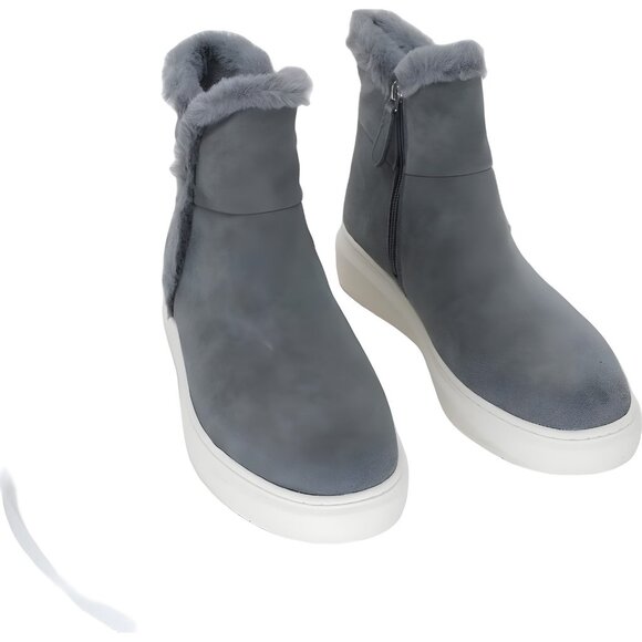Marc Fisher Foggie Suede Round Toe Gray Ankle Boots...